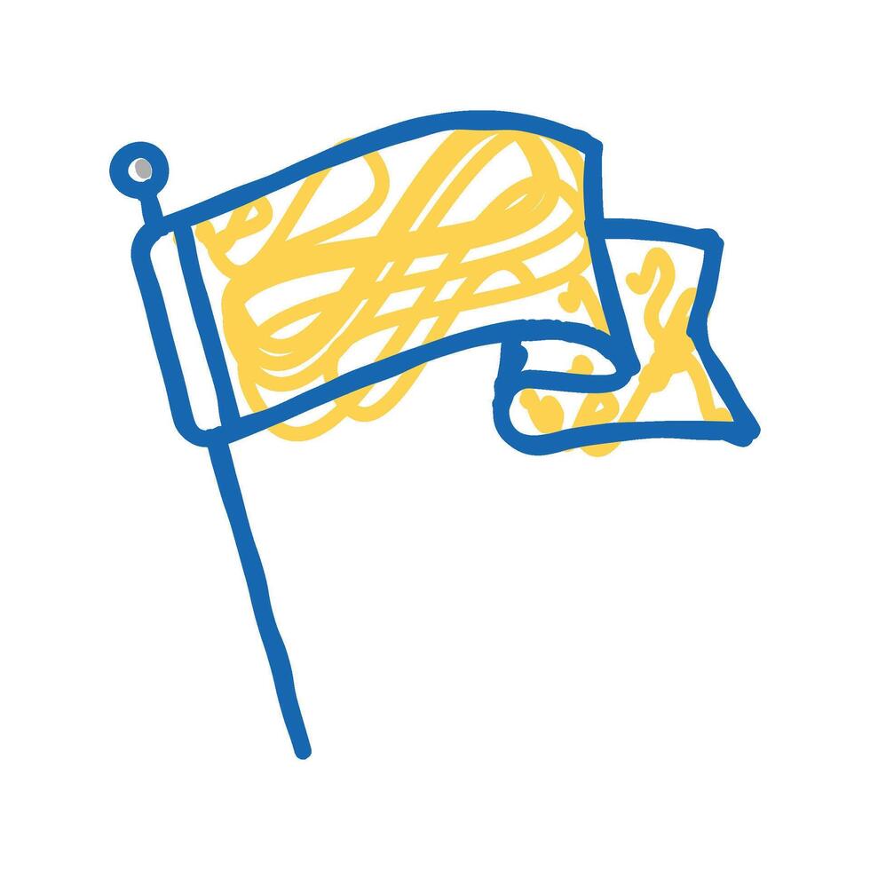 retro flag icon doodle illustration vector