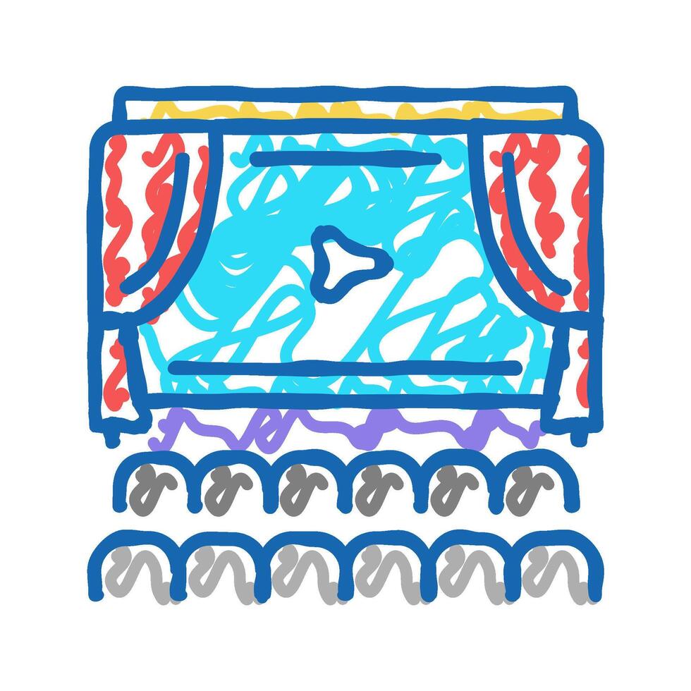 cinema display and seats icon doodle illustration vector