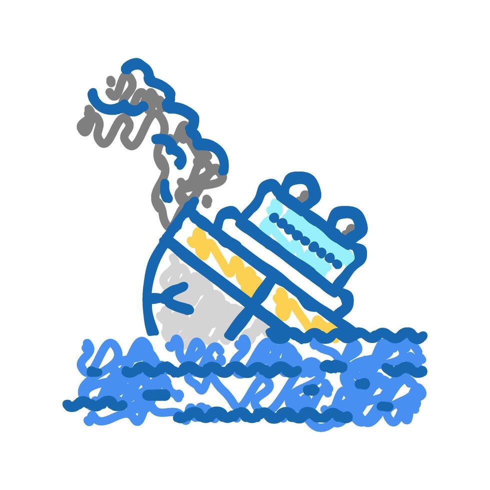 marine accident icon doodle illustration vector