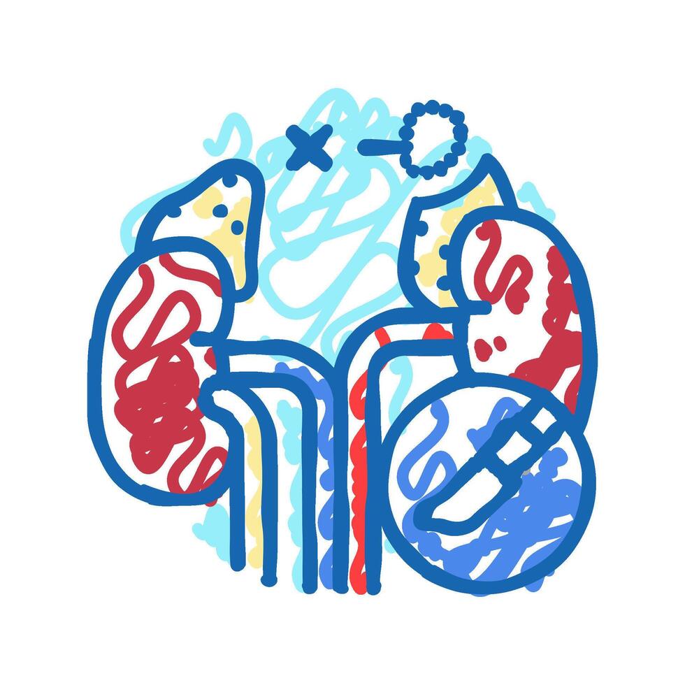 adrenalectomy surgery icon doodle illustration vector