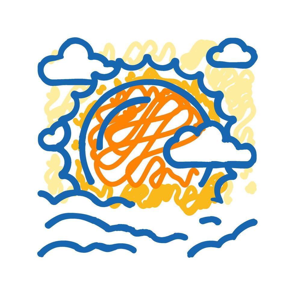 sun sunset summer sunlight icon doodle illustration vector
