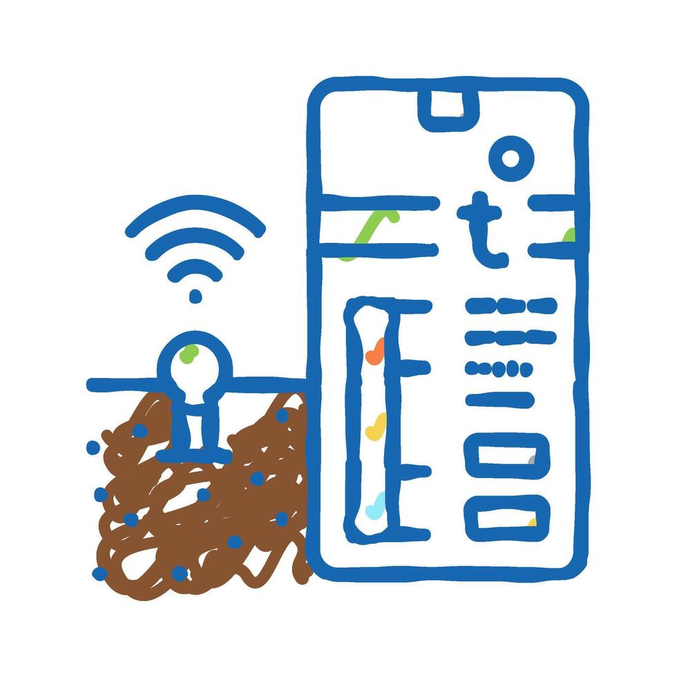 temperature soil control smart farm icon doodle illustration vector