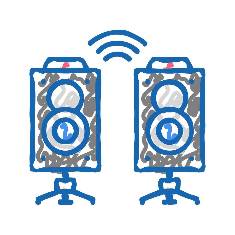 dynamic on stage playing music icon doodle illustration vector