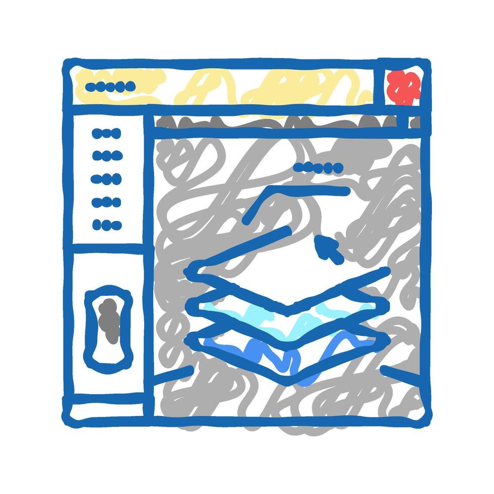 3d slicing software icon doodle illustration vector