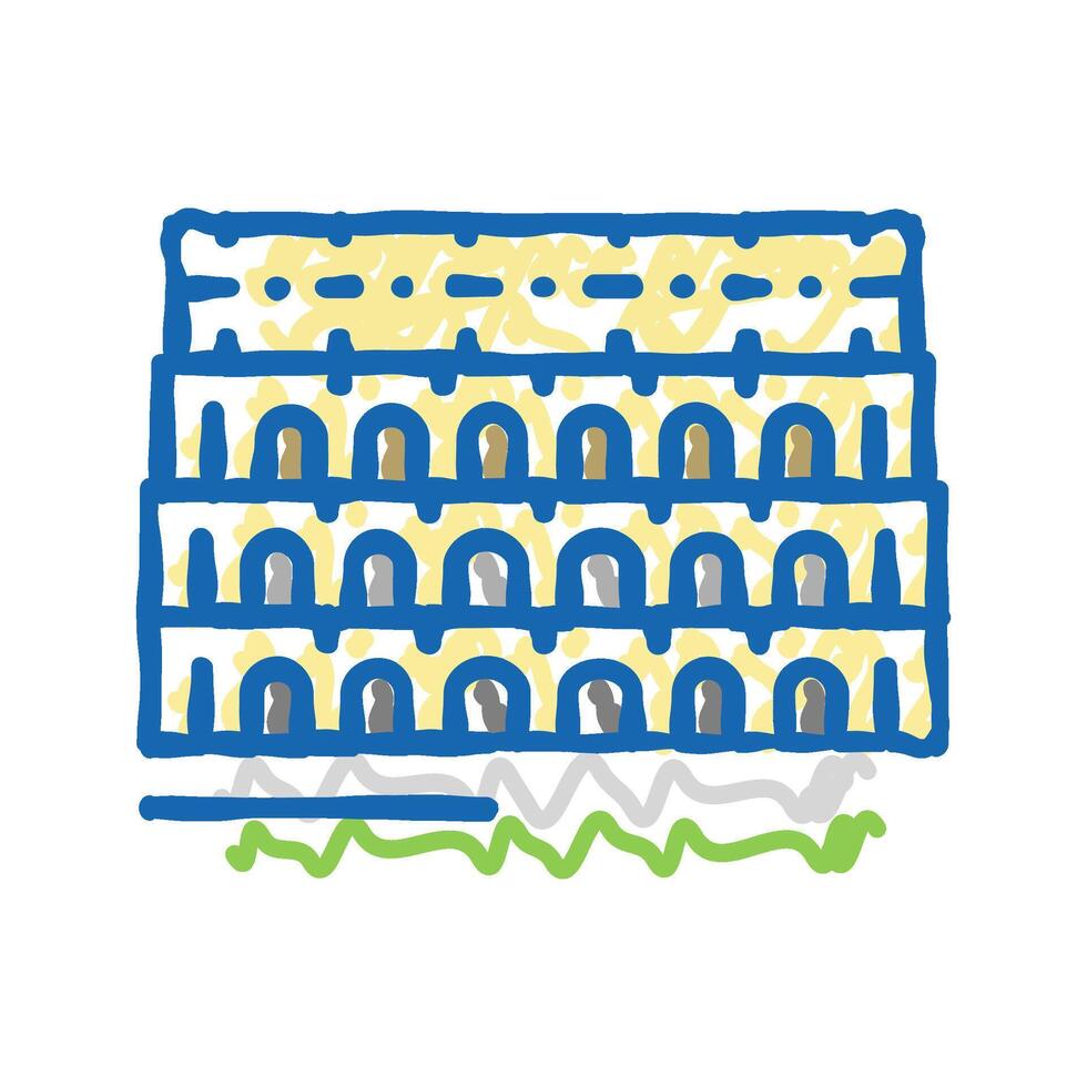 colosseum roma medieval construction icon doodle illustration vector
