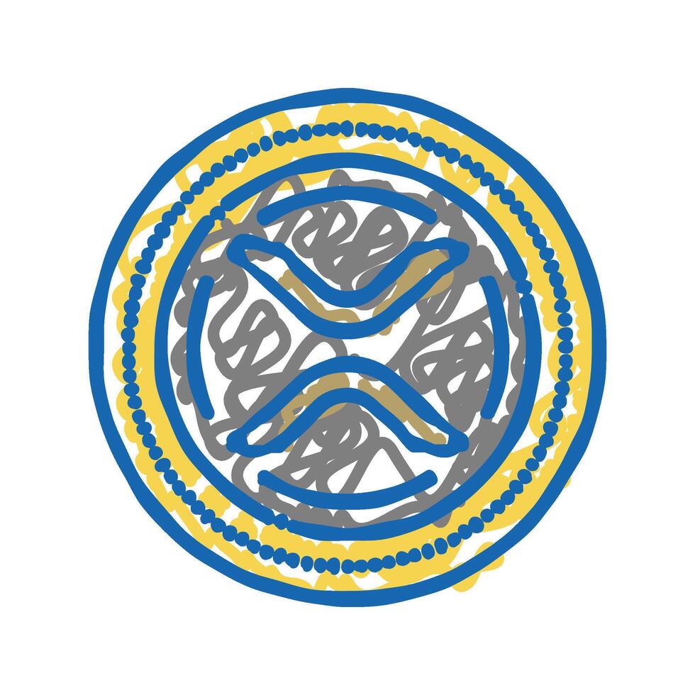 xrp cryptocurrency icon doodle illustration vector