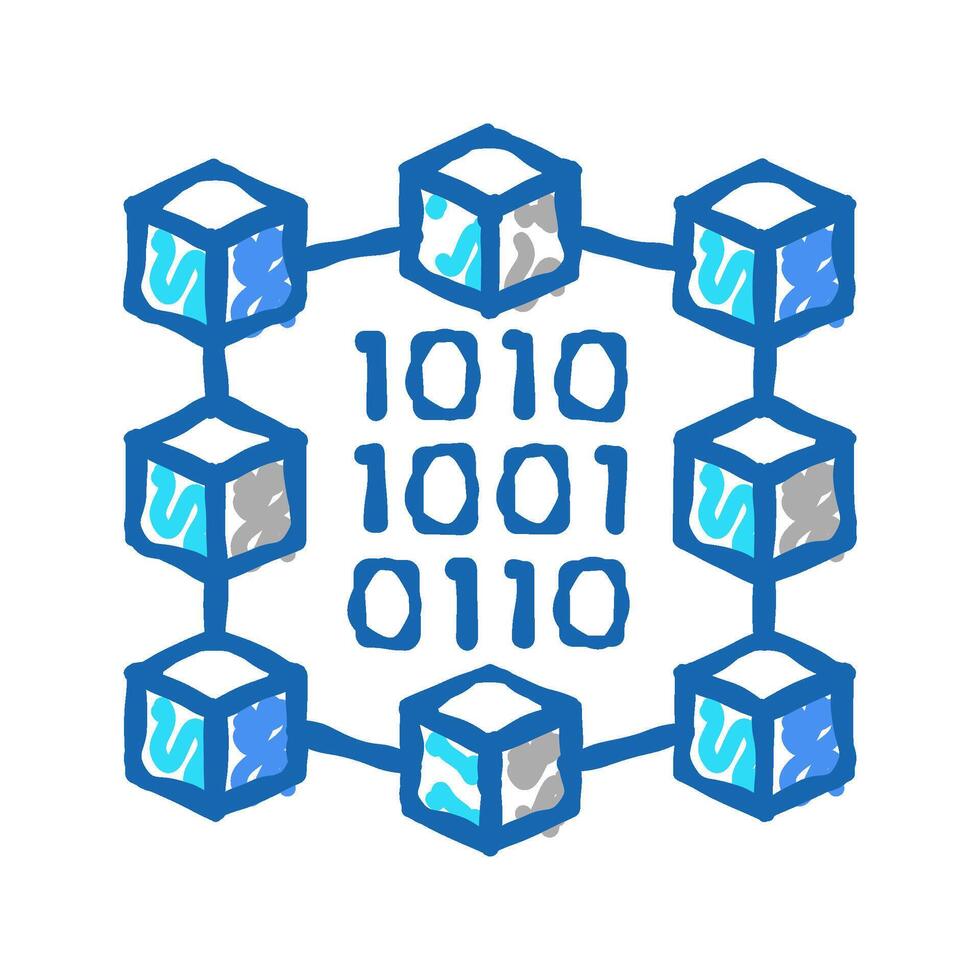 binary neural network icon doodle illustration vector