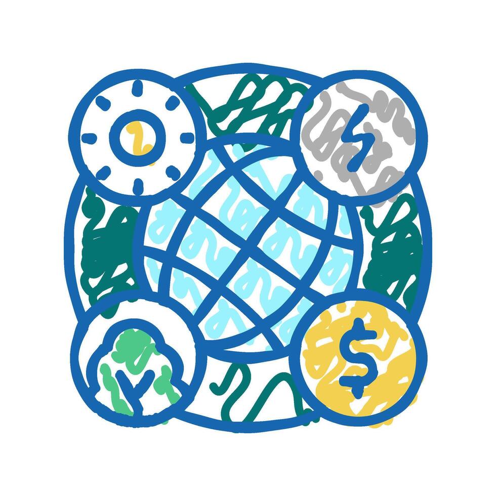 circular economy icon doodle illustration vector