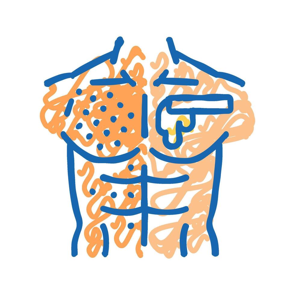 chest waxing male depilation icon doodle illustration vector