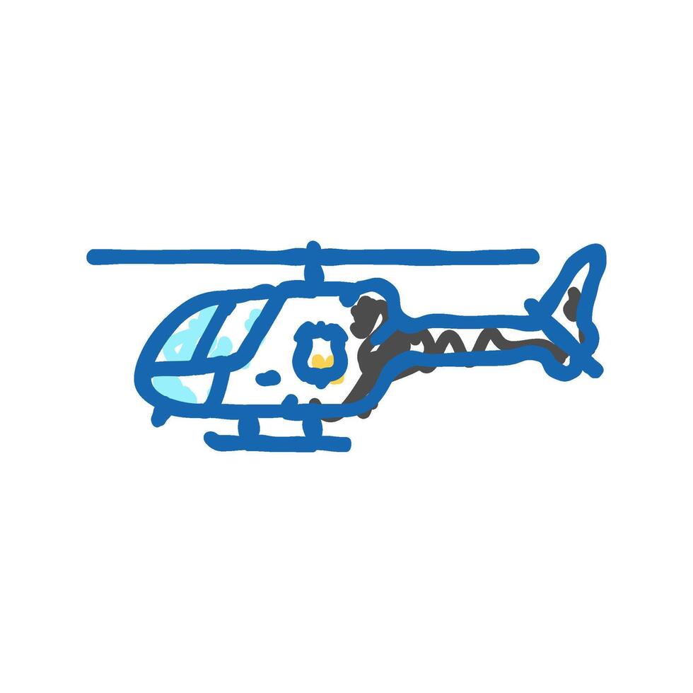 police helicopter crime icon doodle illustration vector
