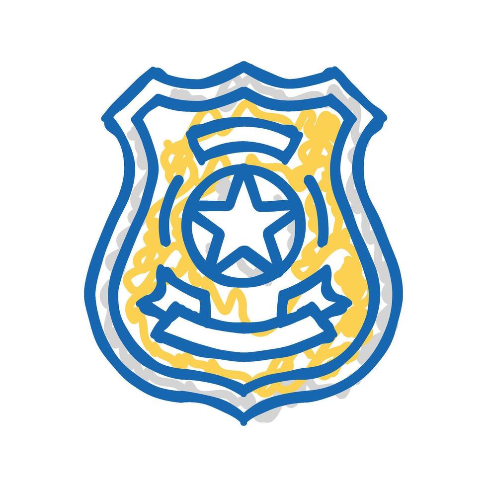 police badge crime icon doodle illustration vector