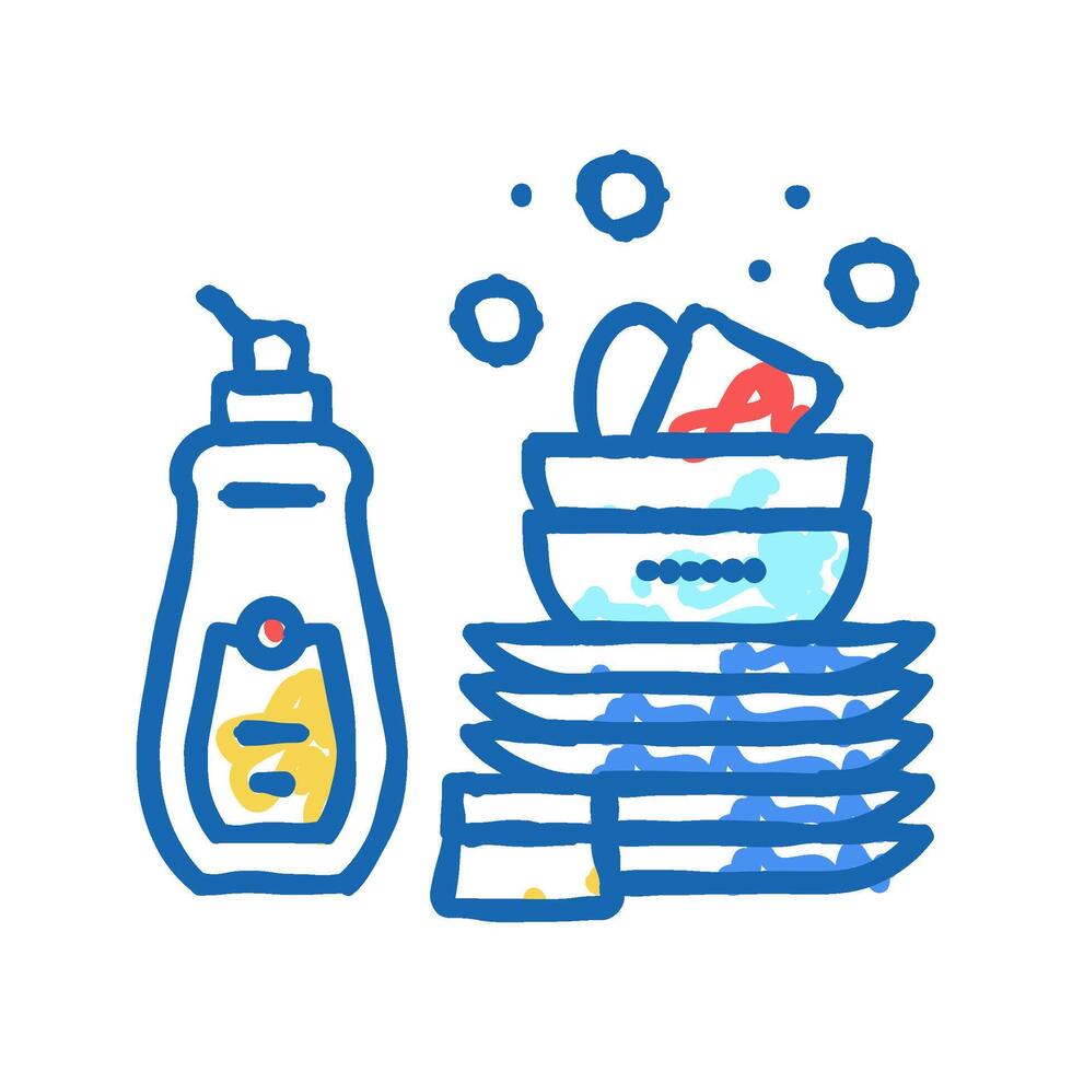 dish washing icon doodle illustration vector