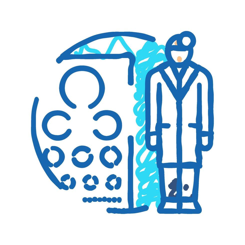 ophthalmic technician eye chart icon doodle illustration vector