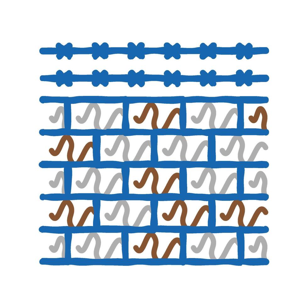 fence with barbed wire icon doodle illustration vector