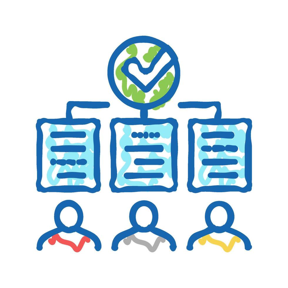 three way matching icon doodle illustration vector