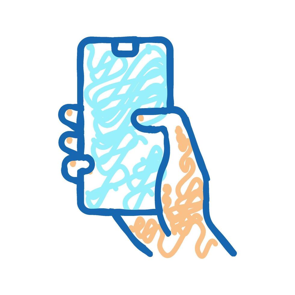 finger swiping on phone screen icon doodle illustration vector