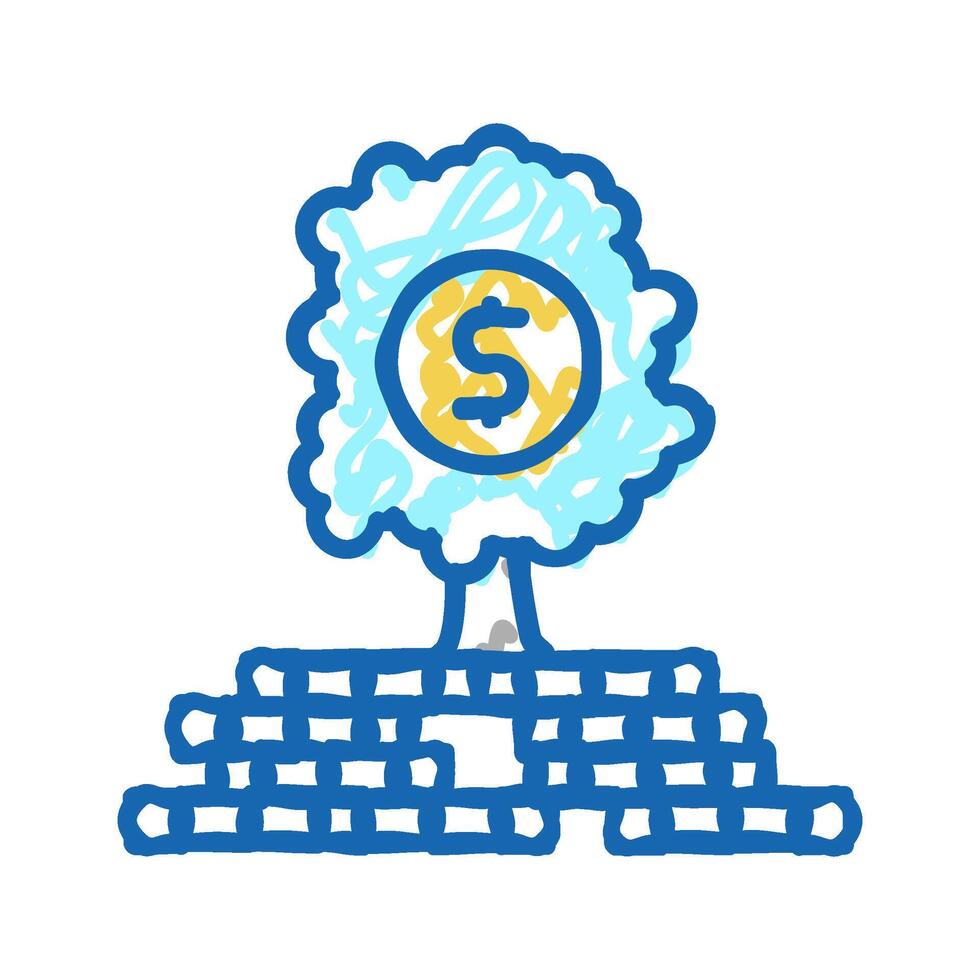 prosperity financial freedom money icon doodle illustration vector