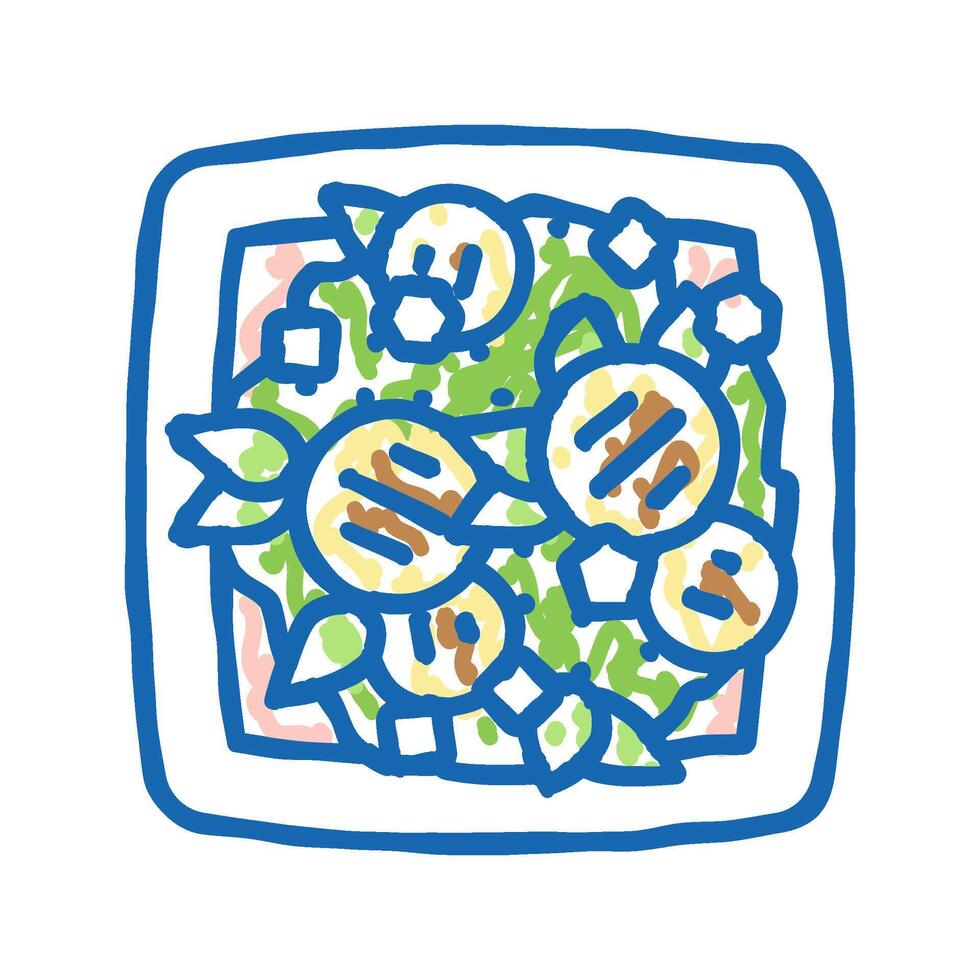 salad prepared from eggplant ingredient icon doodle illustration vector