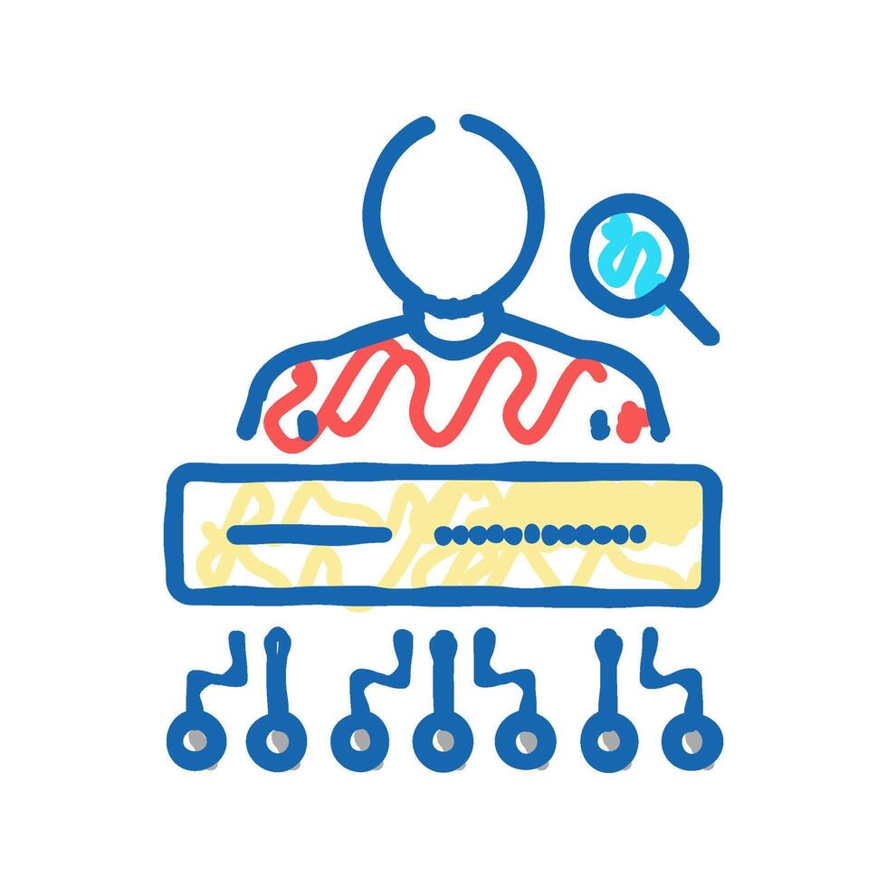 face recognition icon doodle illustration vector