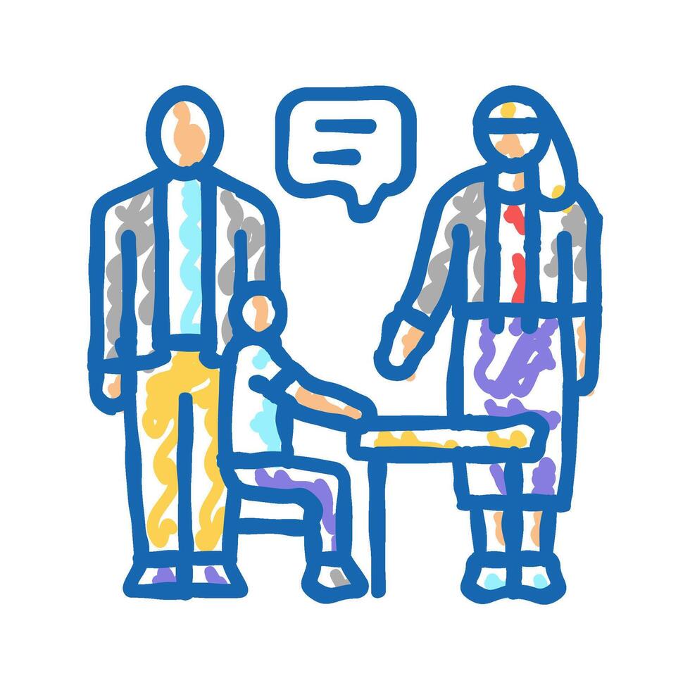 parent teacher meeting primary school icon doodle illustration vector