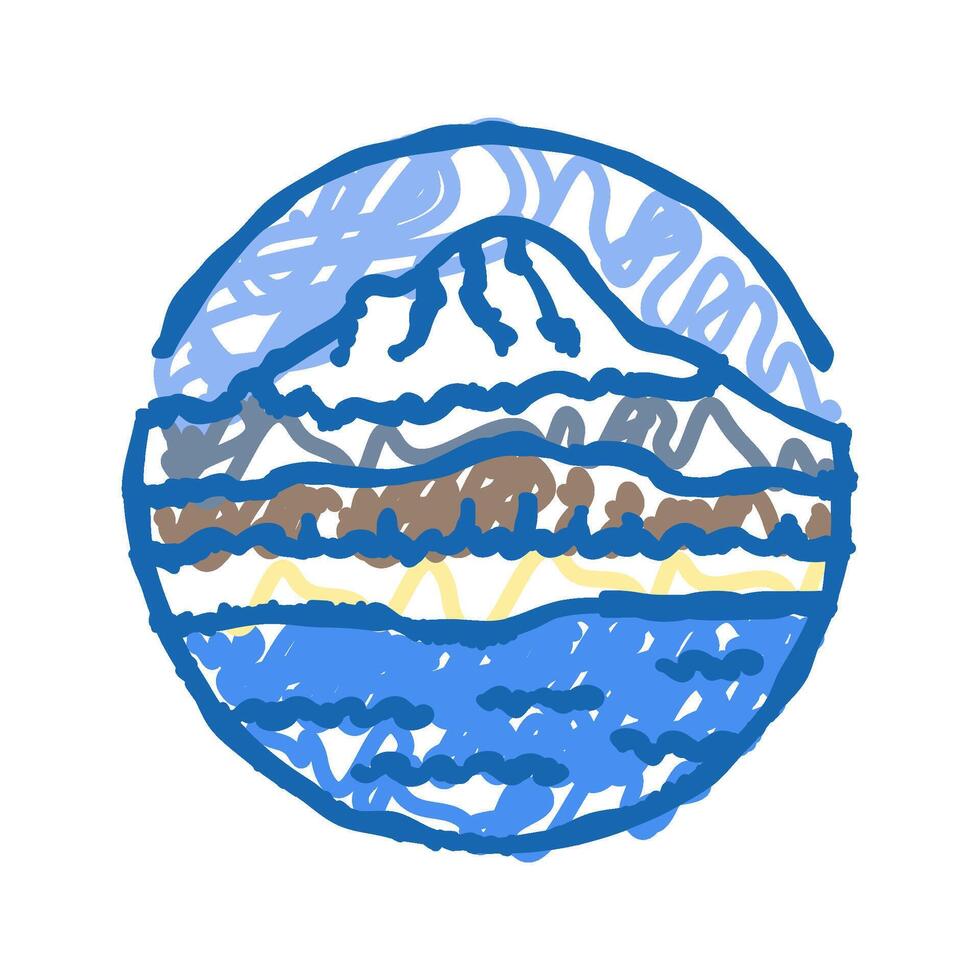 top mountain landscape icon doodle illustration vector