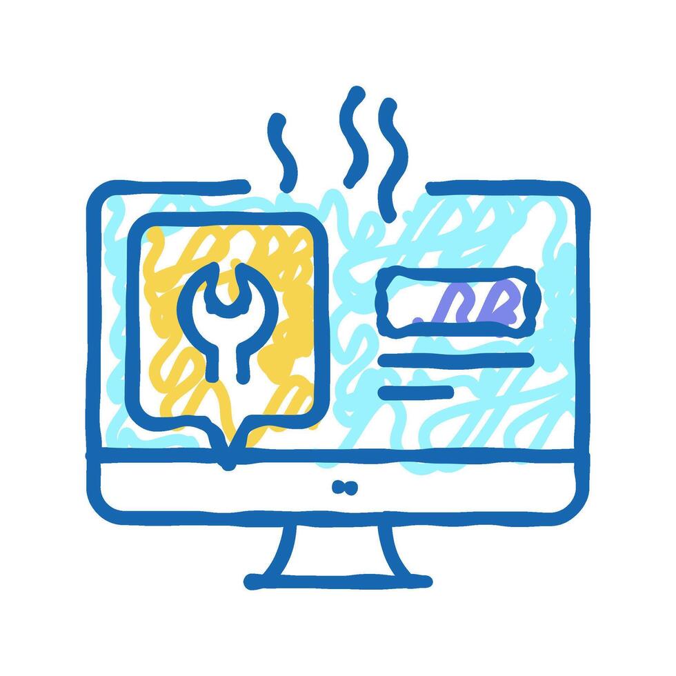 computer display repair icon doodle illustration vector