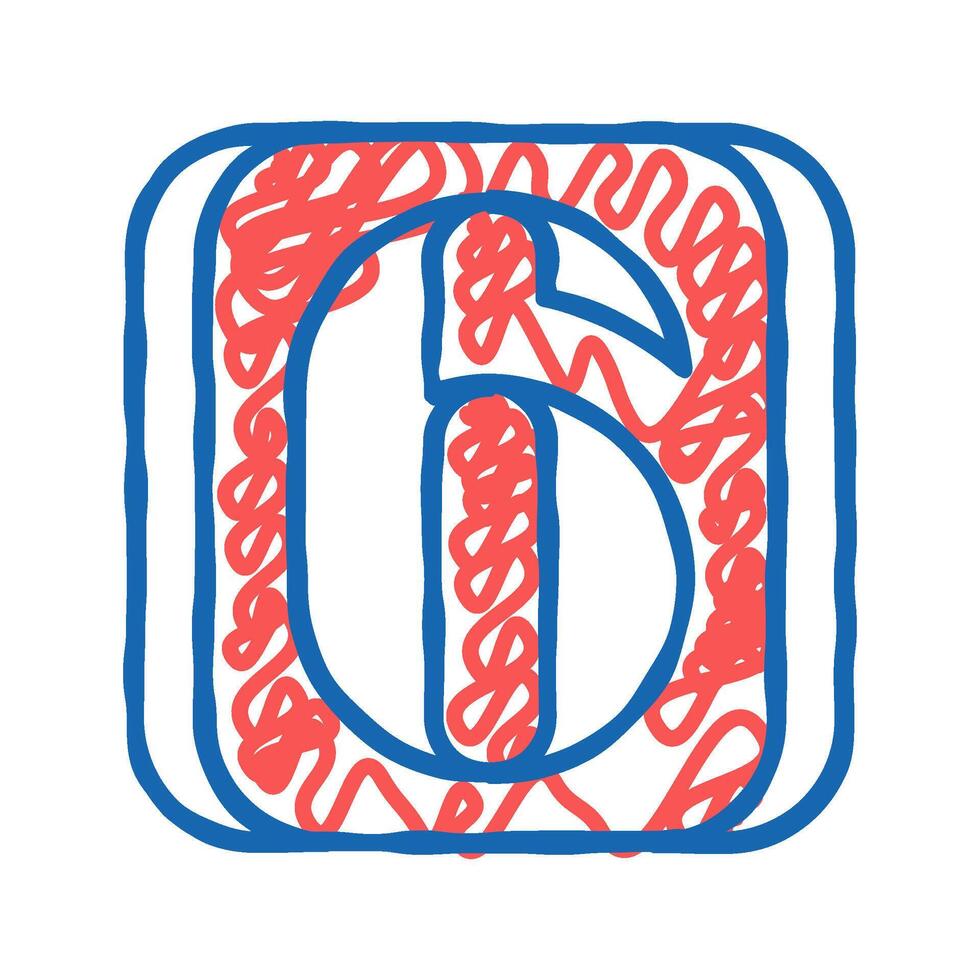 six number icon doodle illustration vector