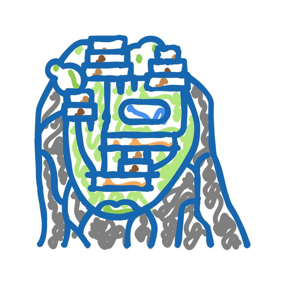 sigiriya on mountain icon doodle illustration vector