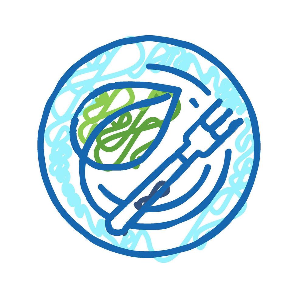vegan leaf icon doodle illustration vector