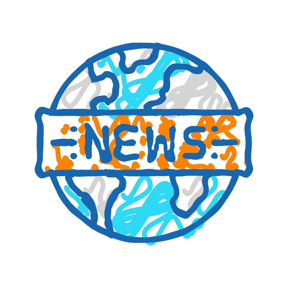 globe news media icon doodle illustration vector