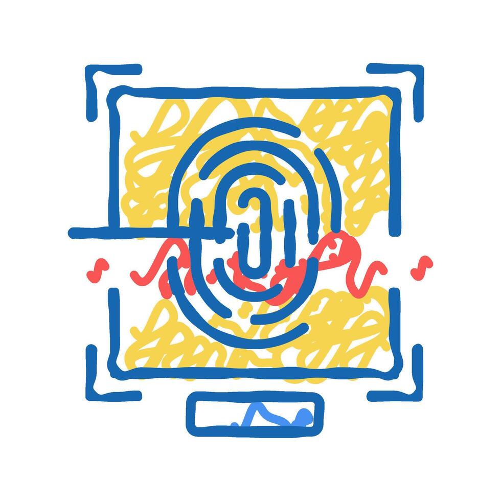 fingerprint access icon doodle illustration sign vector