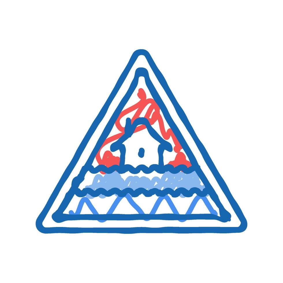 emergency flood warning icon doodle illustration vector