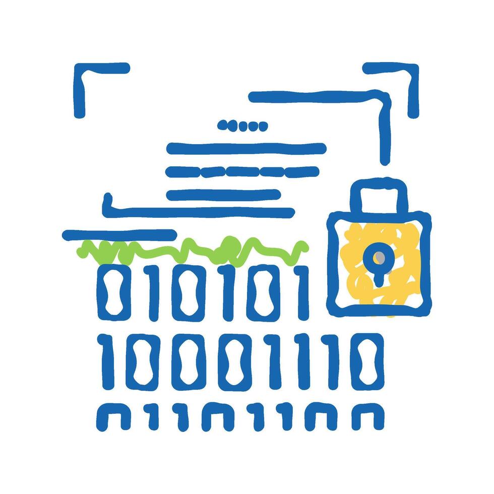 binary encryption icon doodle illustration sign vector