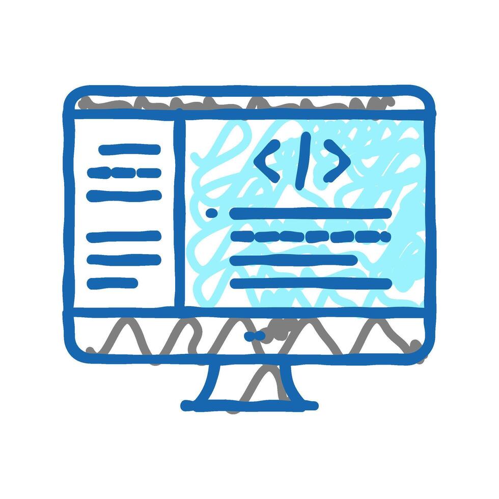 coding code geek icon doodle illustration vector