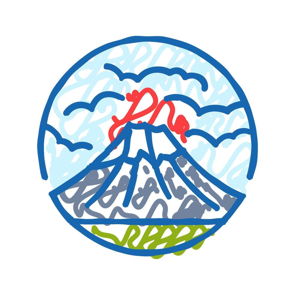 mountain day japanese holiday icon doodle illustration vector