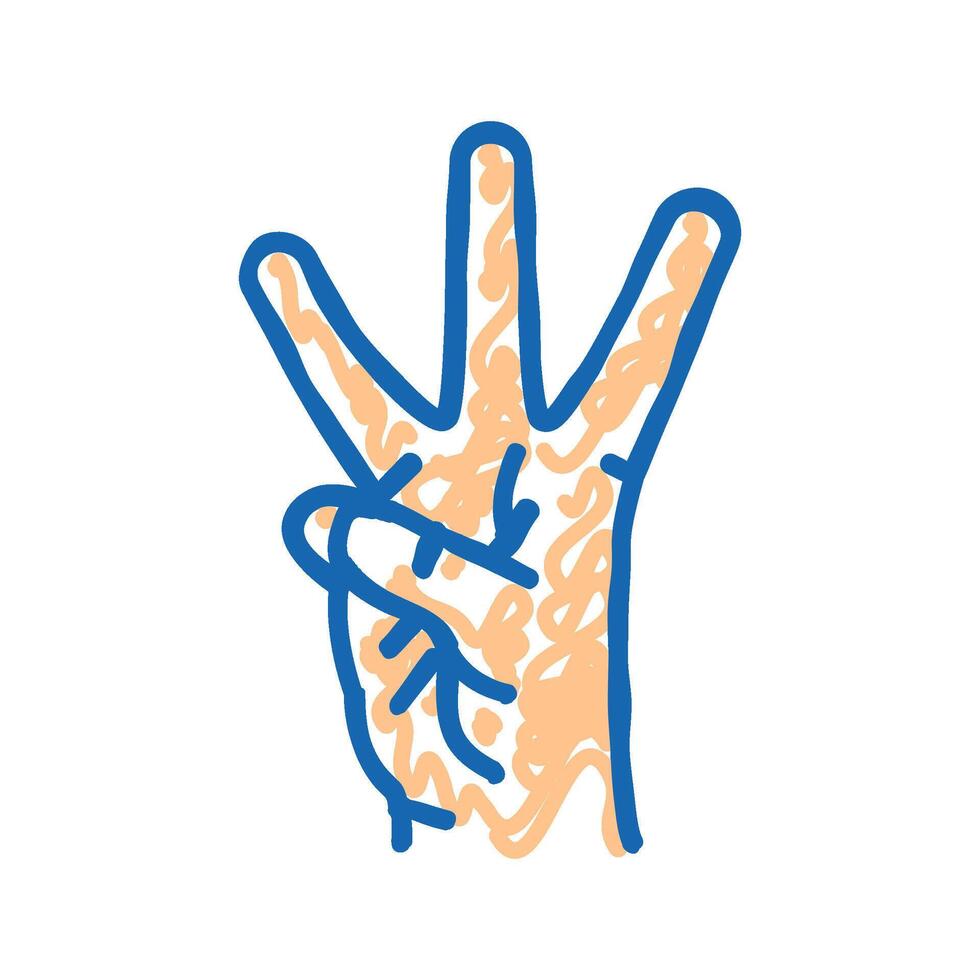 three number hand gesture icon doodle illustration vector