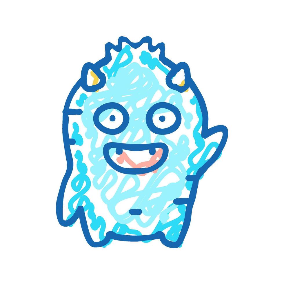 fun monster cute icon doodle illustration vector