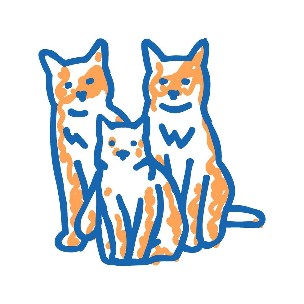 family cat breeding icon doodle illustration vector