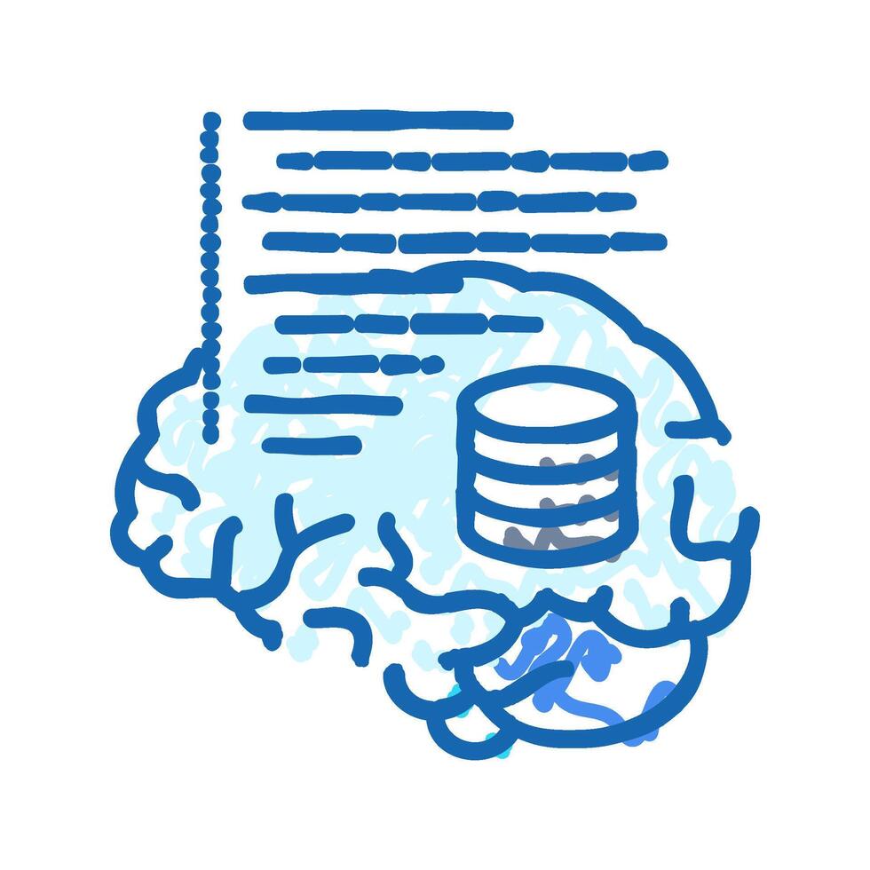 eeg monitoring neuroscience neurology icon doodle illustration vector