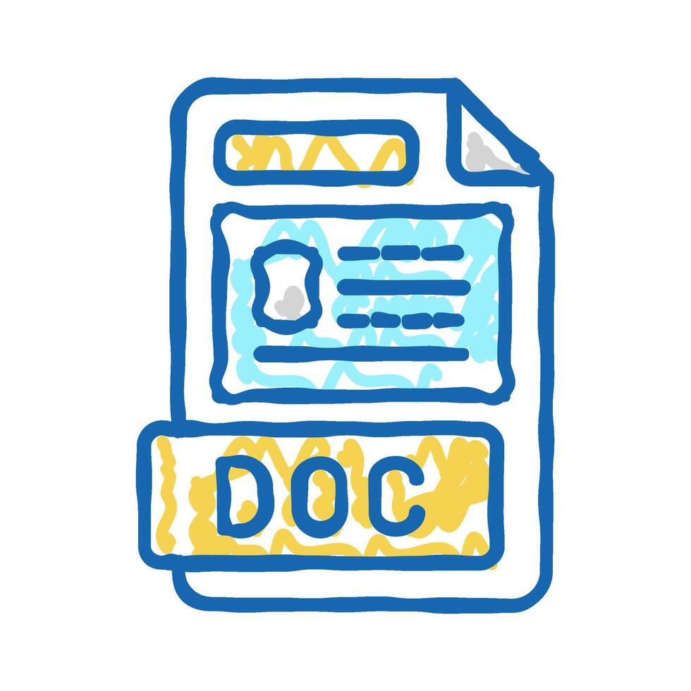 doc file format document icon doodle illustration vector