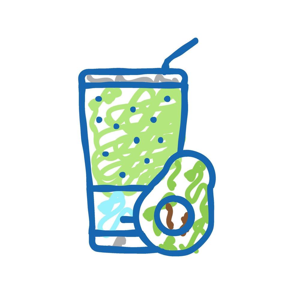 avocado smoothie fruit juice food icon doodle illustration vector