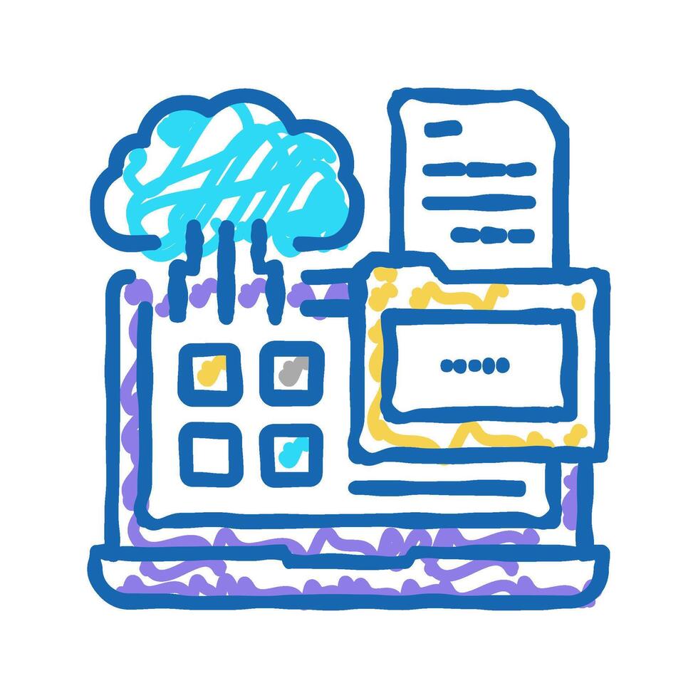 management system icon doodle illustration vector