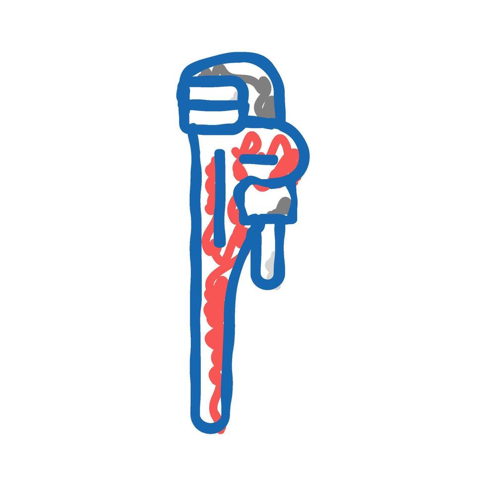 pipe wrench tool icon doodle illustration vector