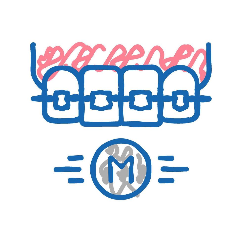 metal material tooth braces icon doodle illustration vector