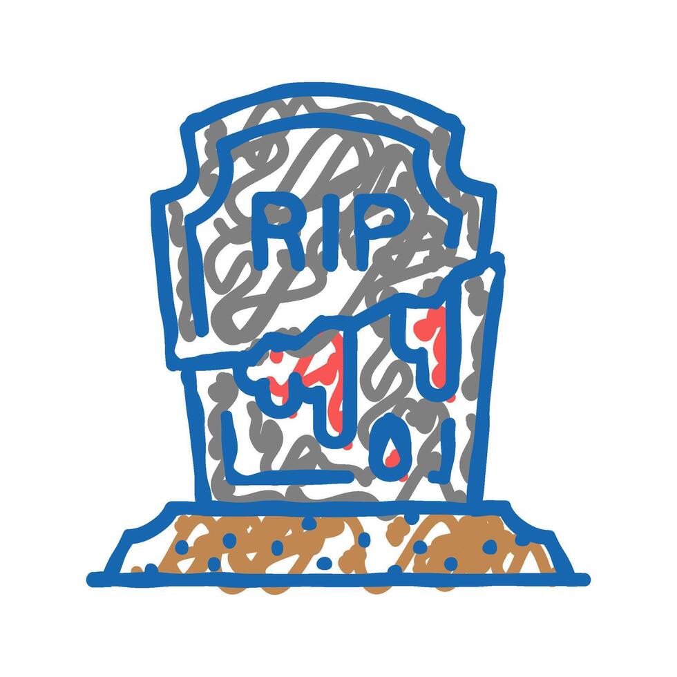 grave zombie dead icon doodle illustration vector