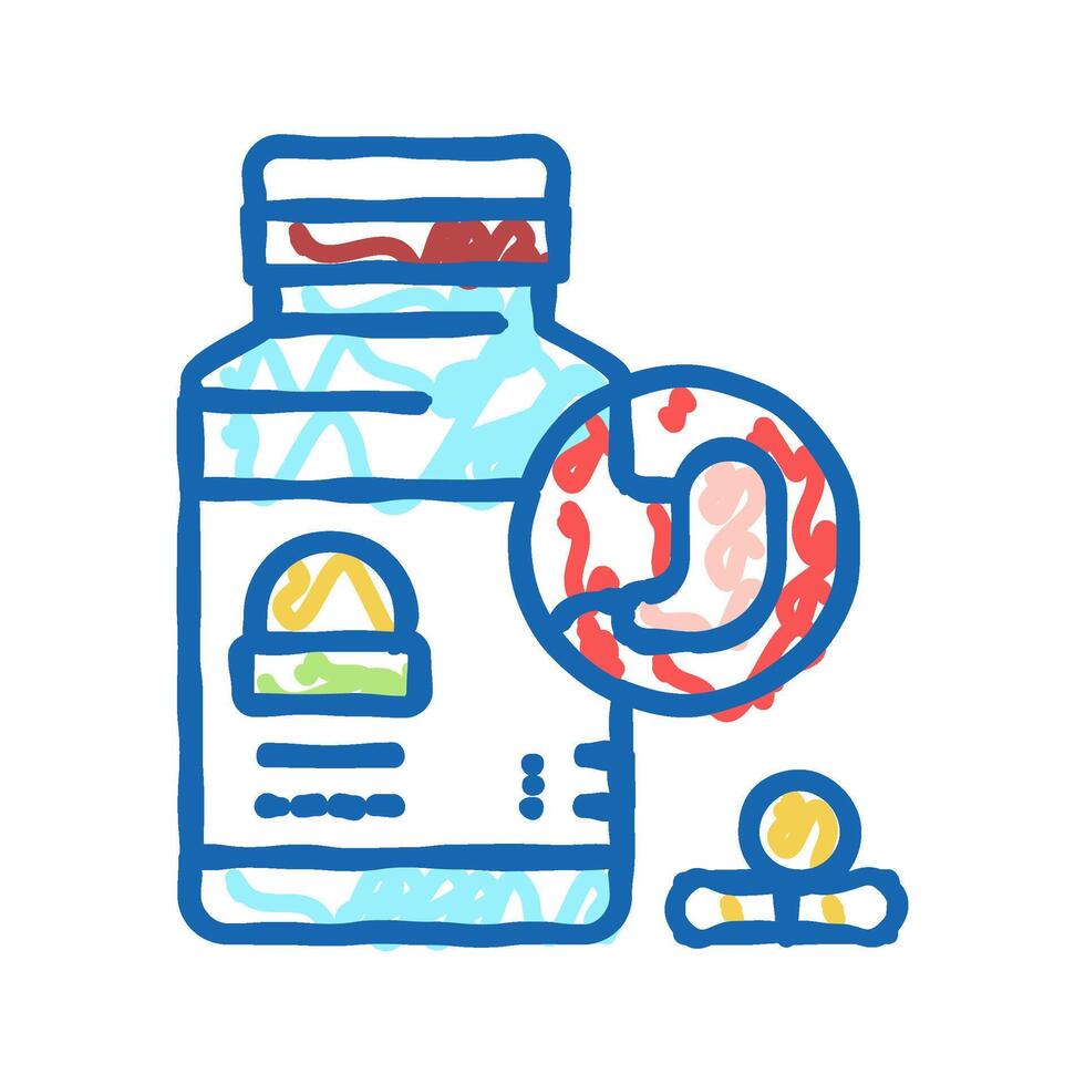 treatment digestion system icon doodle illustration vector