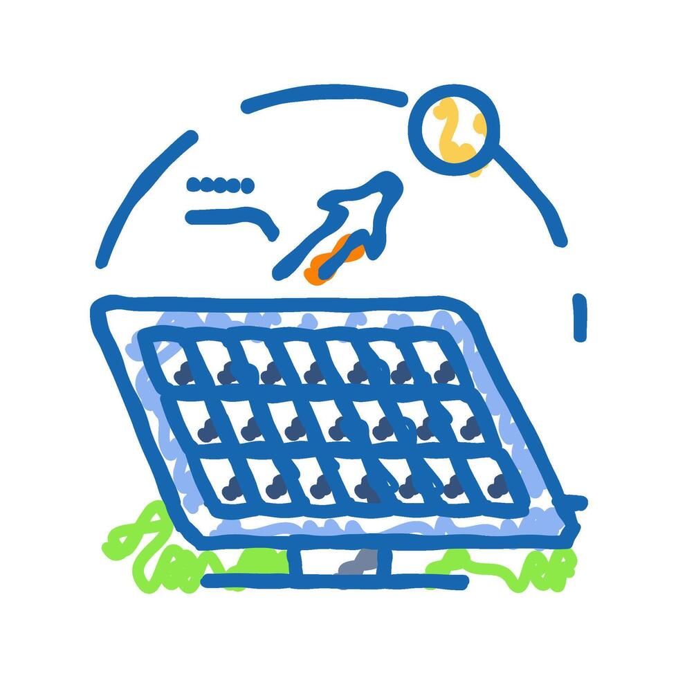 tracking system solar panel icon doodle illustration vector