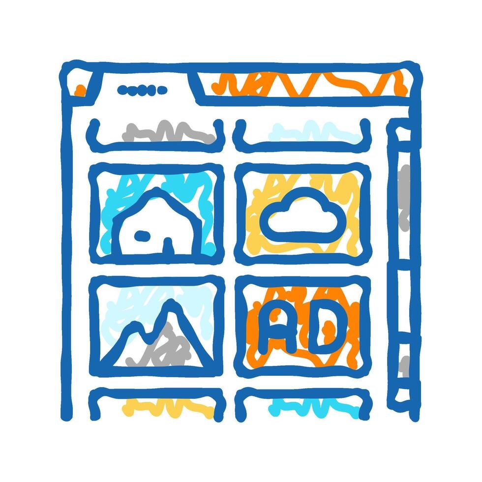 native advertising icon doodle illustration vector