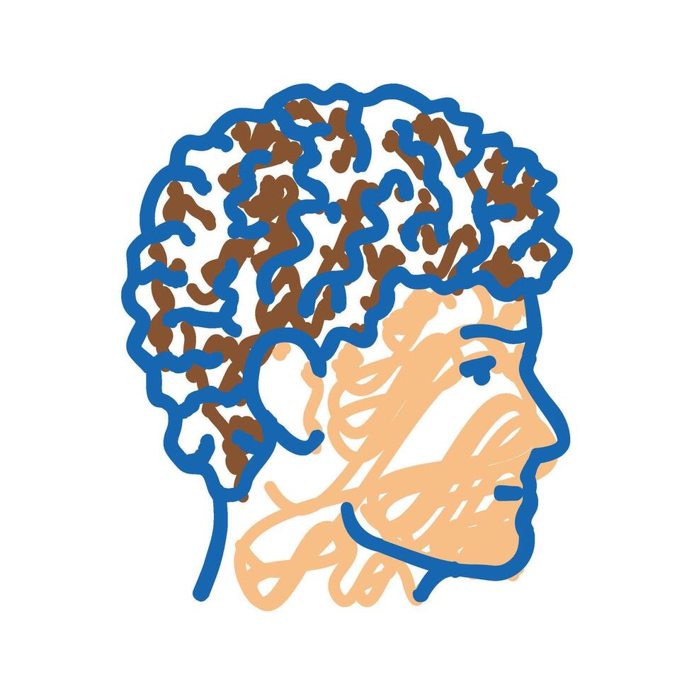 curly male hairstyle male icon doodle illustration vector