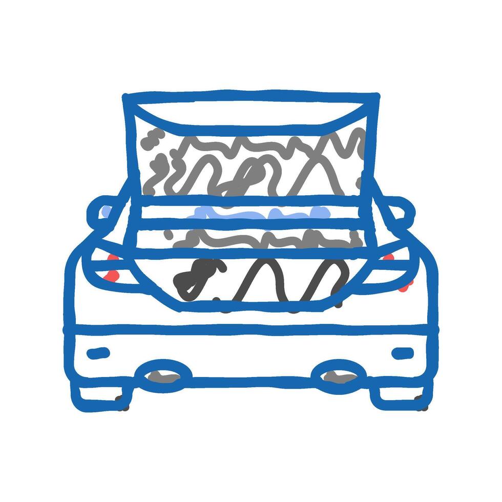 trunk car auto icon doodle illustration vector